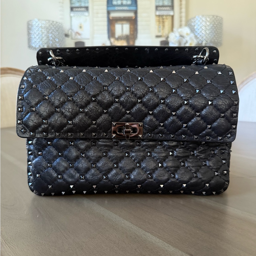 Valentino Garavani Rockstud Leather Quilted Shoulder Bag